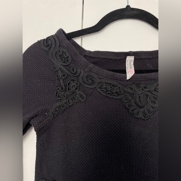 Free People Black Thermal Long-Sleeve Top - Picture 2 of 5
